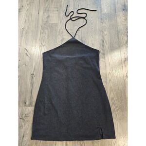 Women's XXL‎ Charcoal Halter Backless Retro Y2K Mini Dress Fall Summer Skater